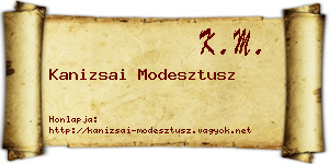 Kanizsai Modesztusz névjegykártya